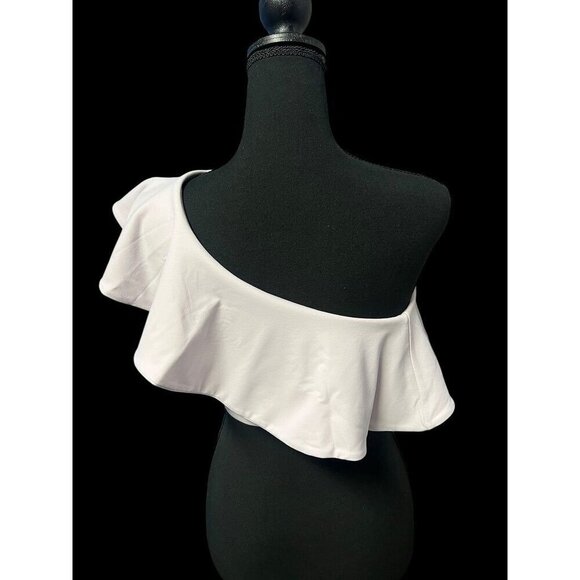 Susana Monaco One Shoulder Ruffle Crop Top Small PURPLE PASTEL Stretchy, SUMMER, - Picture 4 of 7